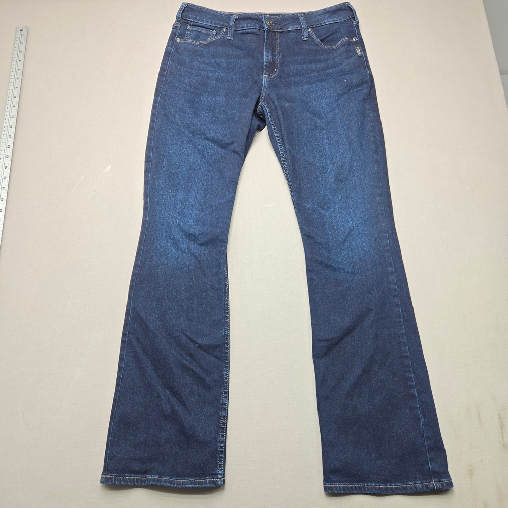 Silver Jeans Co. Avery Slim Boot Stretch Dark Wash Indigo Jeans Women 34x33